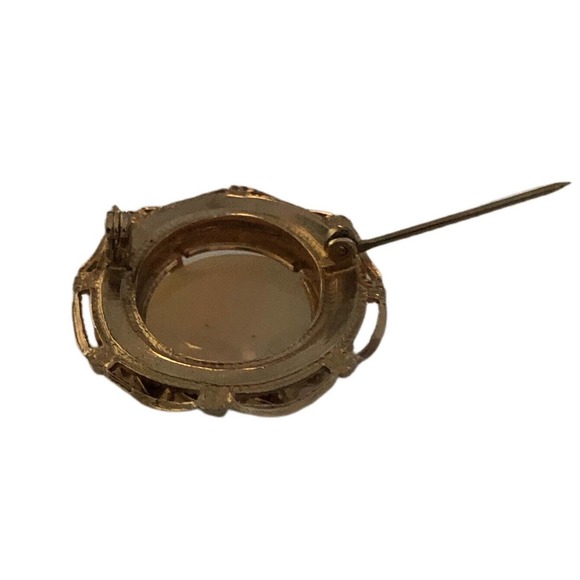 BEAUTIFUL Vintage SHELL CAMEO Lady PENDANT BROOCH Gold Filled Sterling - Picture 4 of 8